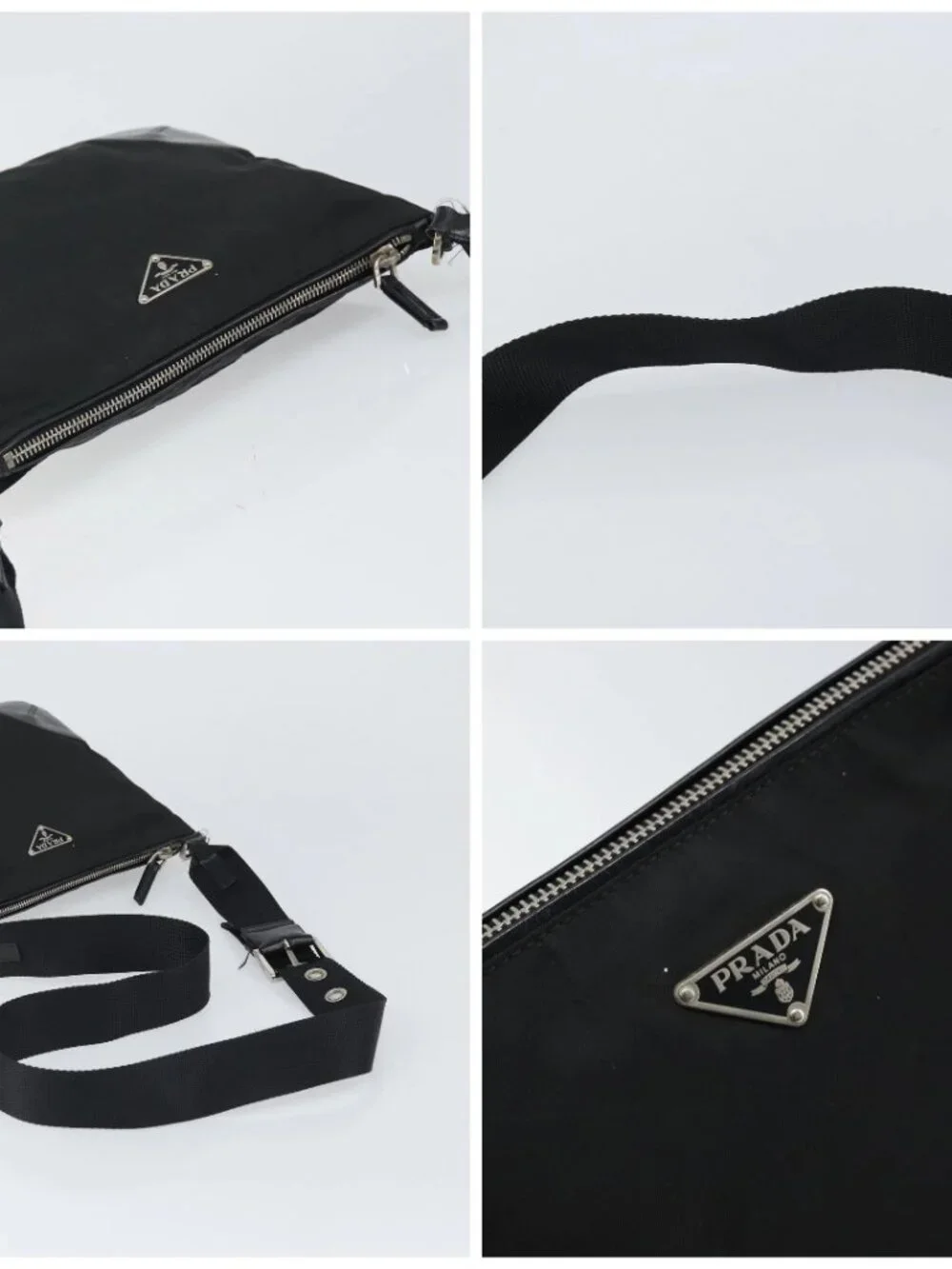 PRADA Shoulder Bag Nylon Leather Black Silver Auth 169453 - Picture 16 of 16